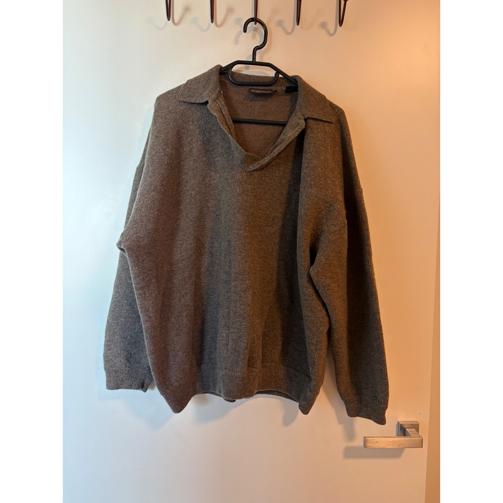 Vintage‎ timberland Lambswool Blend Brown Cardigan Sweater Mens XL Polo Collar